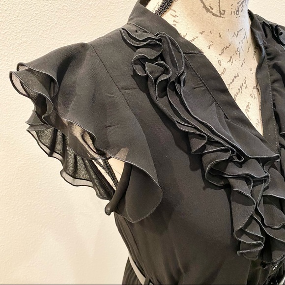 Vintage Zara Basic Collection V-Neck Ruffle Sleeves Dress - Picture 5 of 16